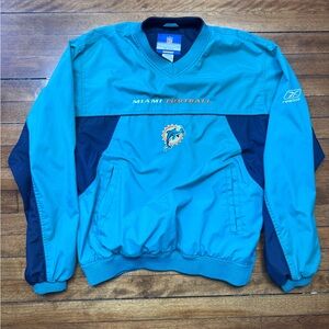 Vintage Reebok On Field Team Apparel Miami Dolphins Pullover Jacket in Aqua